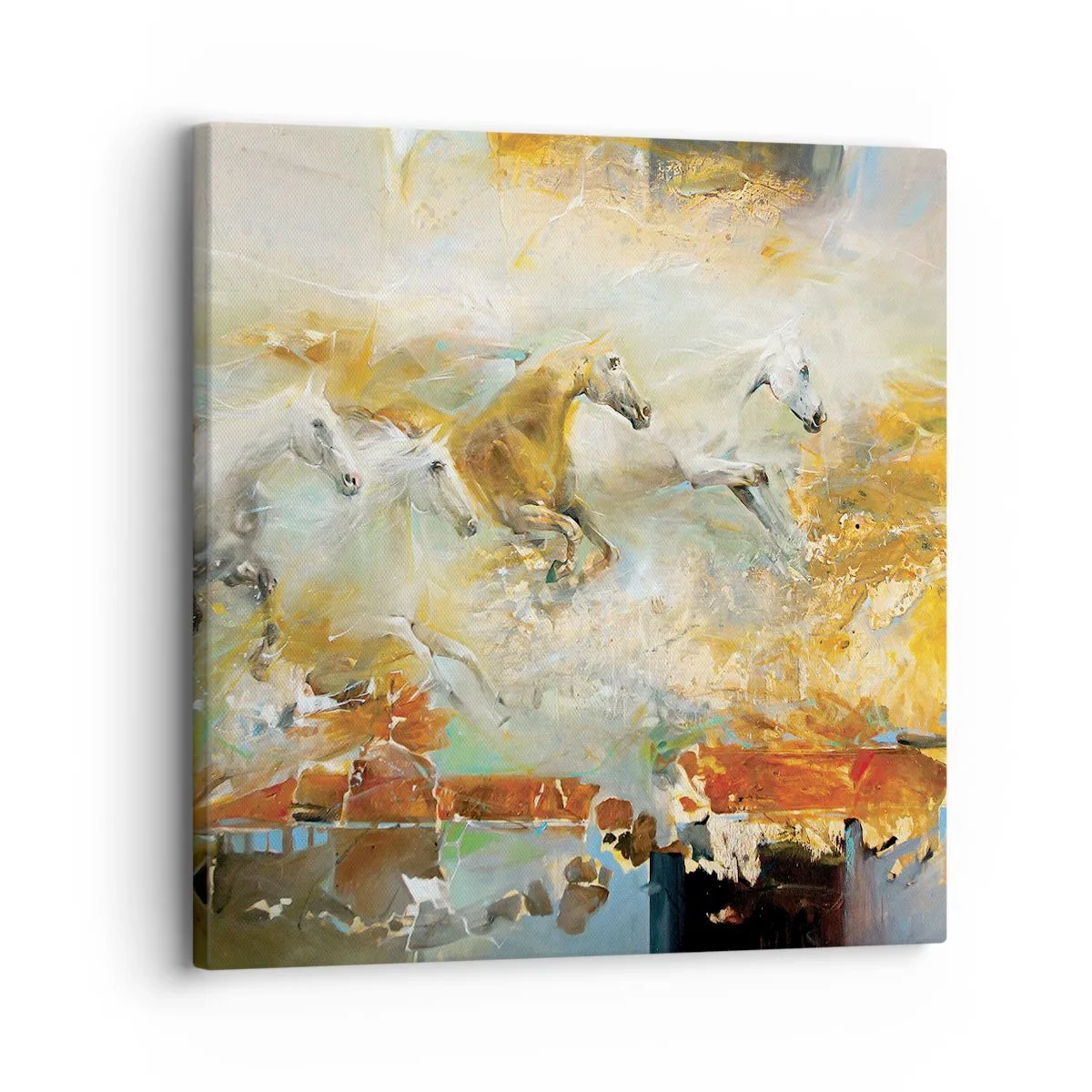 Schilderen op canvas - Galopperen door het licht - 30x30 cm
