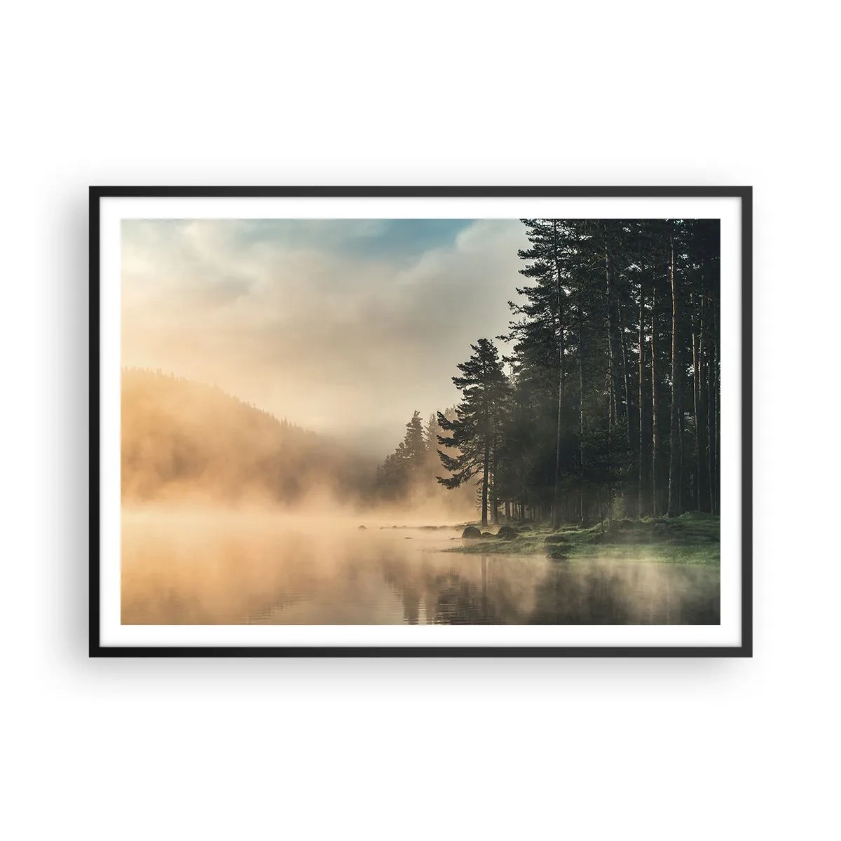 Poster in een zwarte lijst - De geboorte van de dag - 100x70 cm