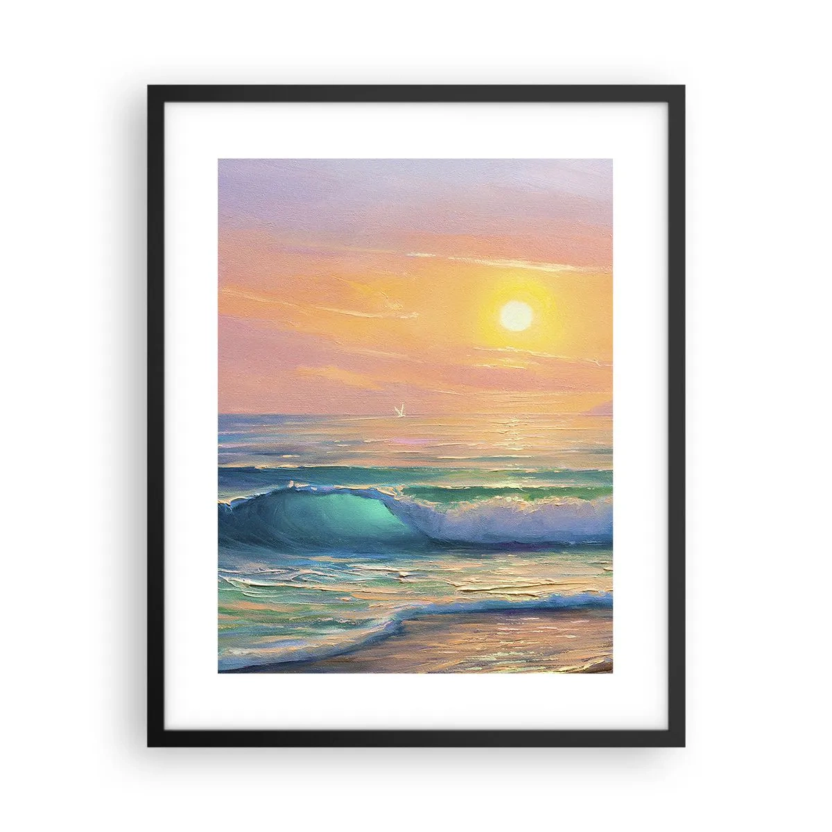 Poster in een zwarte lijst - Een turquoise lied van de golven - 40x50 cm