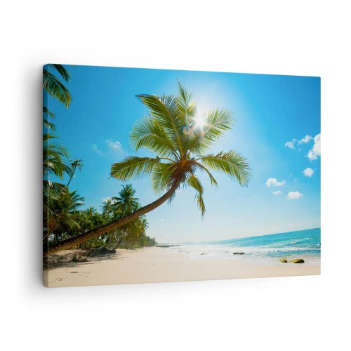 Schilderen op canvas - Een strand met palmbomen in een tropisch landschap - 70x50cm - Aan niemand laten zien - Moderne wanddecoratie voor woonkamer en slaapkamer ARTTOR