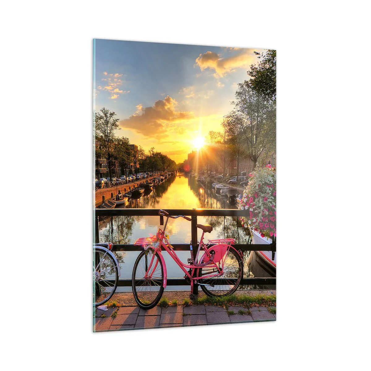 Schilderen op glas - Lenteochtend in Amsterdam - 50x70 cm