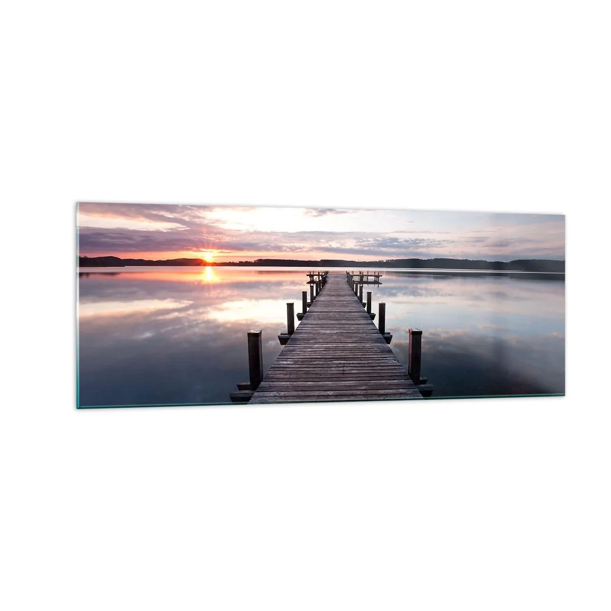 Schilderen op glas - Een rustige grens tussen dag en nacht - 140x50 cm