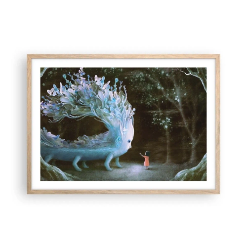 Een poster in een licht eiken lijst - Fantastische ontmoeting - 70x50 cm