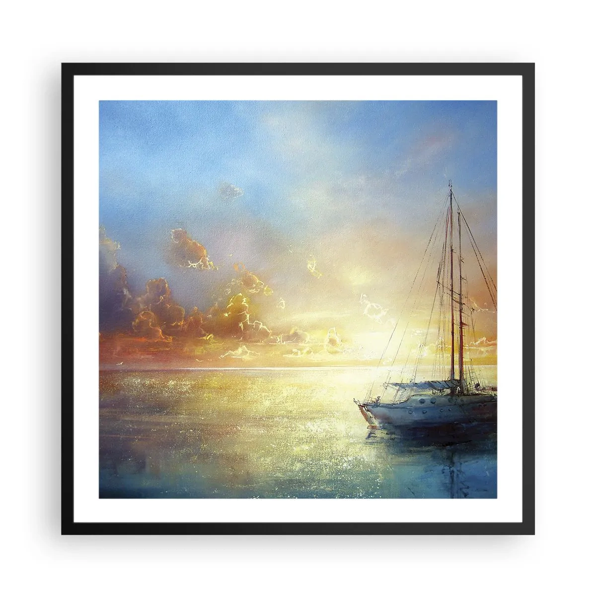 Poster in een zwarte lijst - In een gouden baai - 60x60 cm