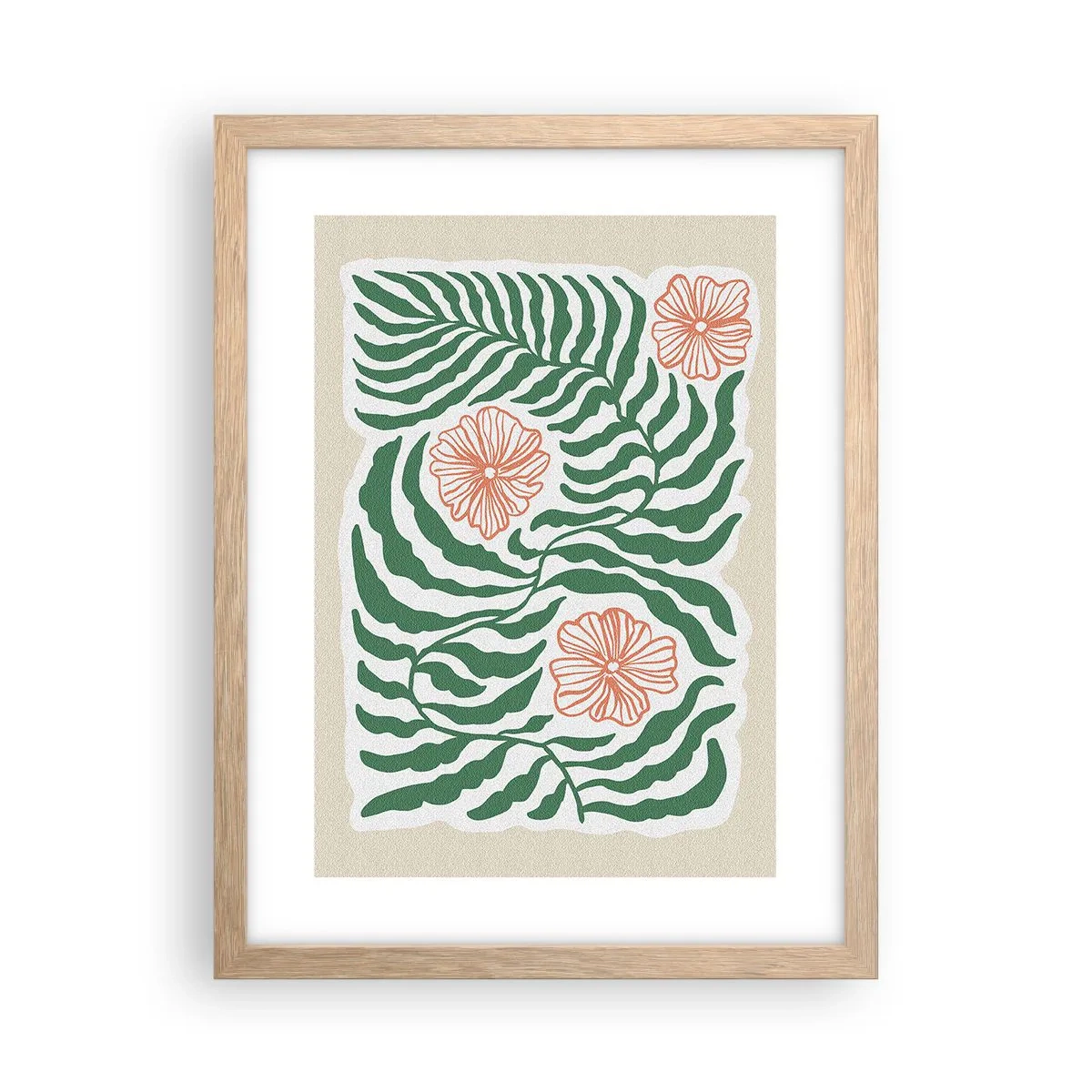 Een poster in een licht eiken lijst - Bloeiend in het groen - 30x40 cm