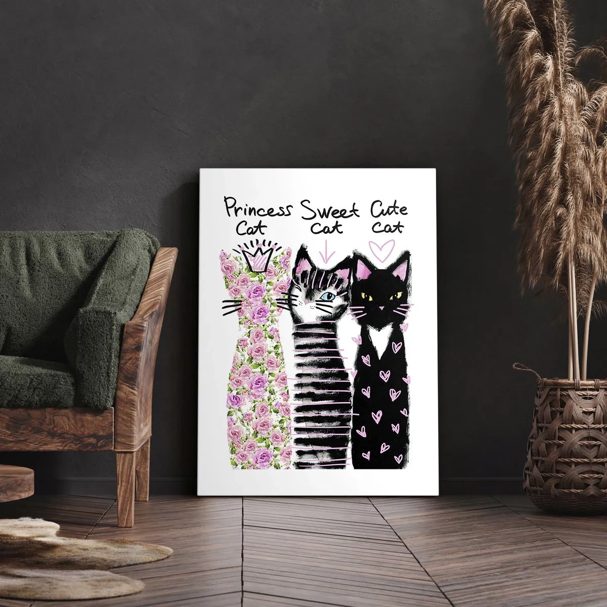 Schilderen op canvas - Er waren drie katten - 50x70 cm