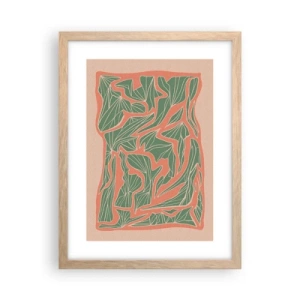 Een poster in een licht eiken lijst - De strijd tussen koraal en groen - 30x40 cm