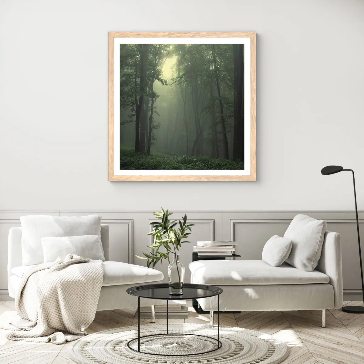 Een poster in een licht eiken lijst - Voordat hij wakker wordt - 50x50 cm