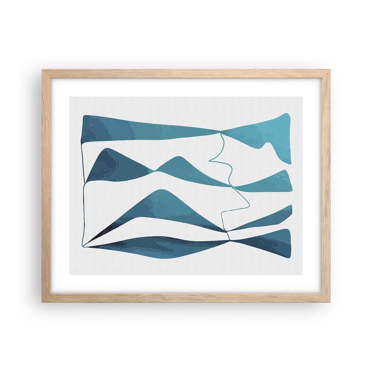 Een poster in een licht eiken lijst - Abstractie: turquoise verbinding - 50x40 cm