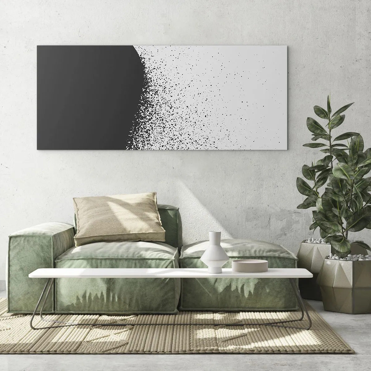 Schilderen op glas - Beweging van moleculen - 120x50 cm