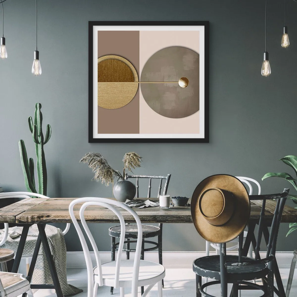 Poster in een zwarte lijst - Perfecte balans - 50x50 cm