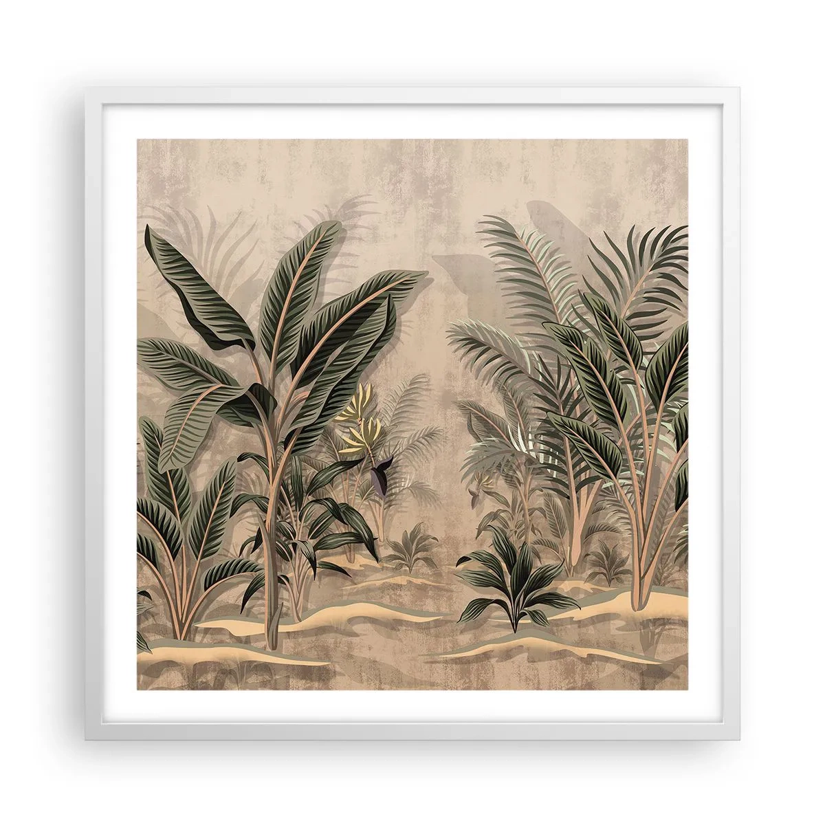 Poster in een witte lijst - Een gravure in koloniale stijl - 60x60 cm