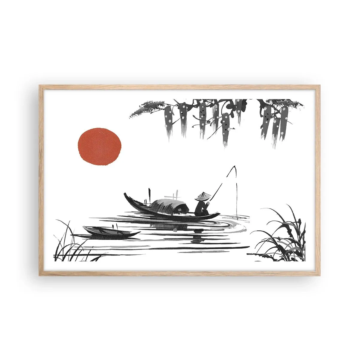 Een poster in een licht eiken lijst - Aziatische middag - 91x61 cm