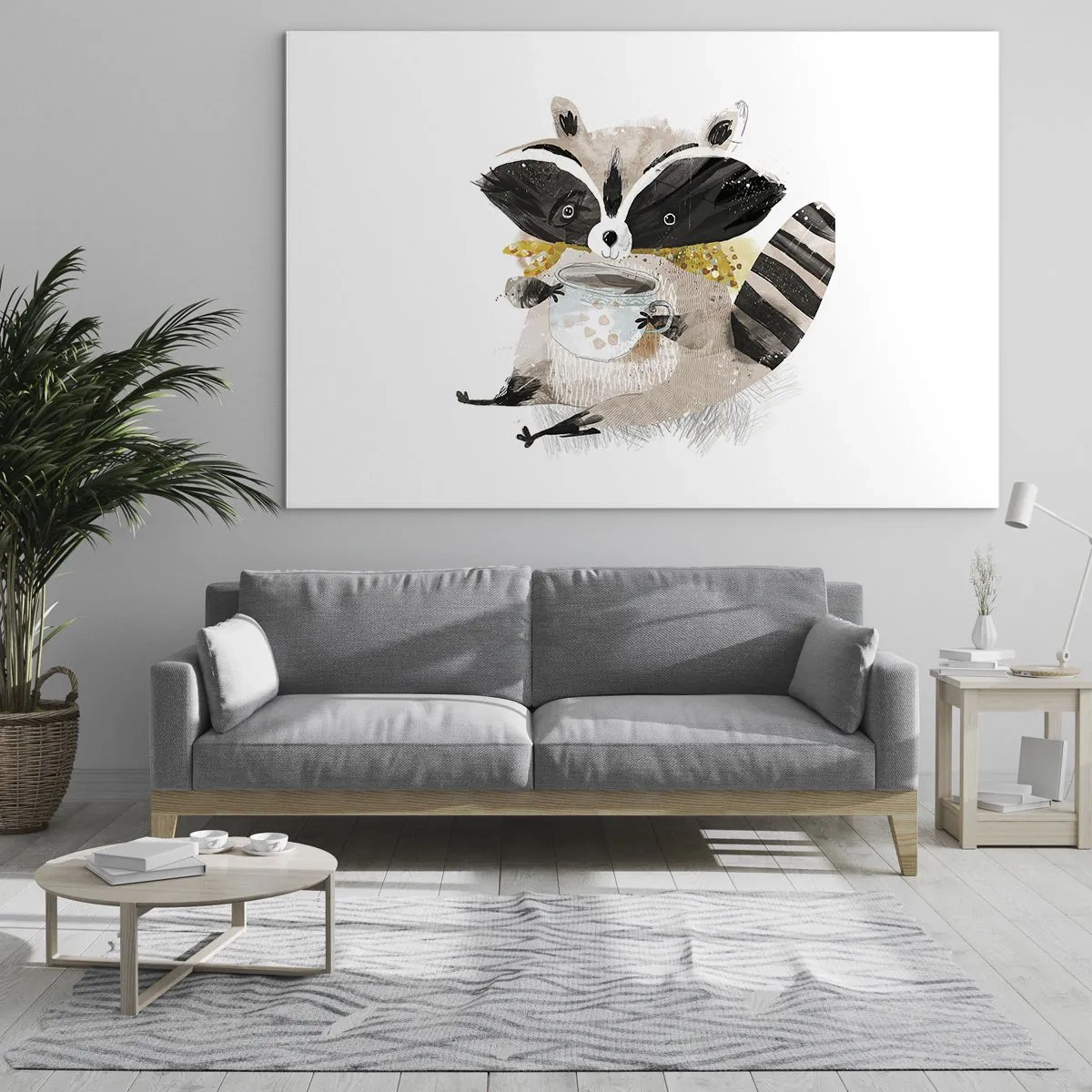 Schilderen op glas - Mijn vriend de wasbeer - 100x70 cm