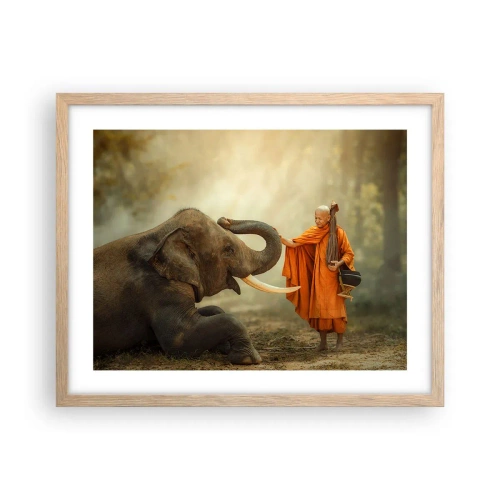 Een poster in een licht eiken lijst - Ontmoeting tijdens een reis - 50x40 cm