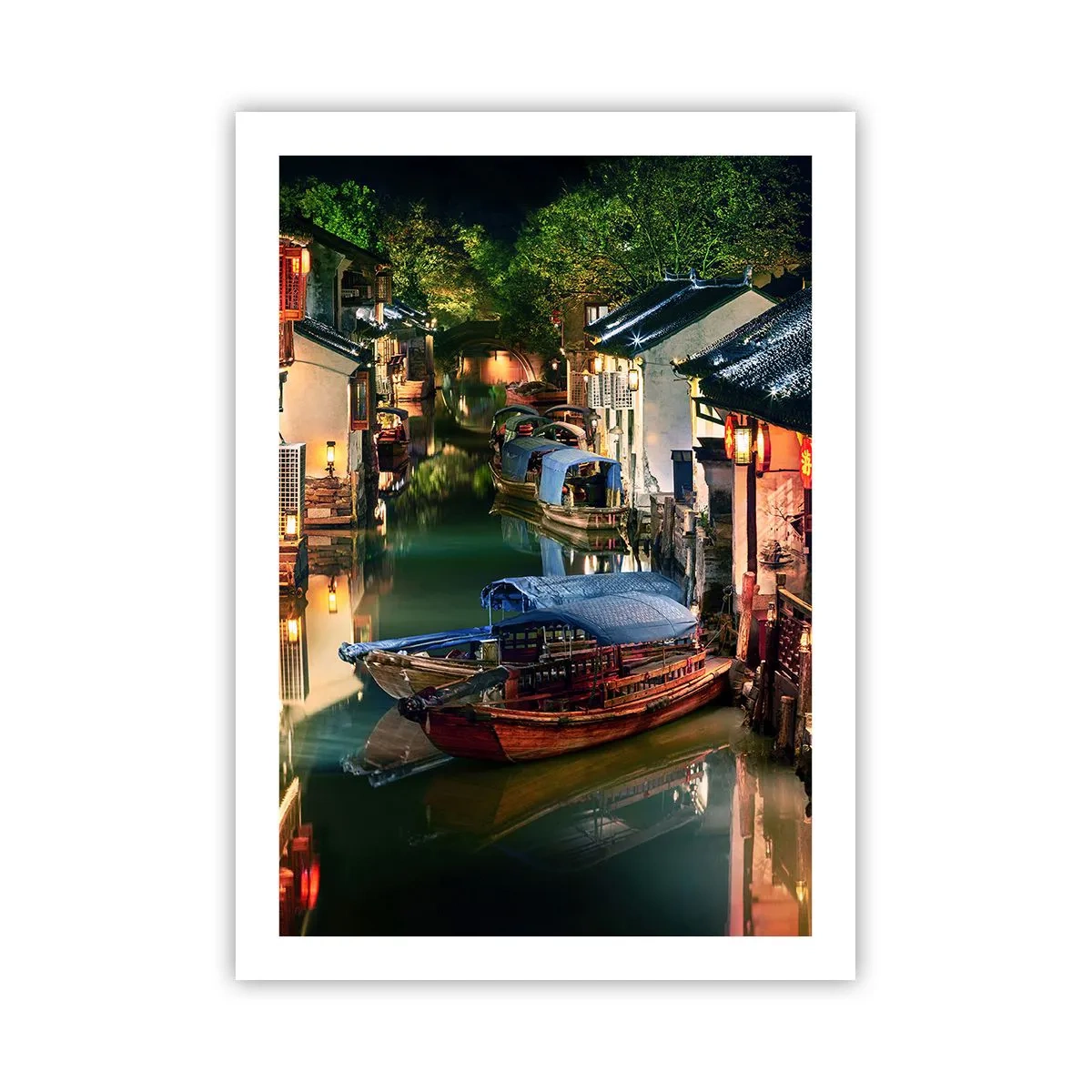 Poster - Een avond op een Chinese straat - 50x70 cm