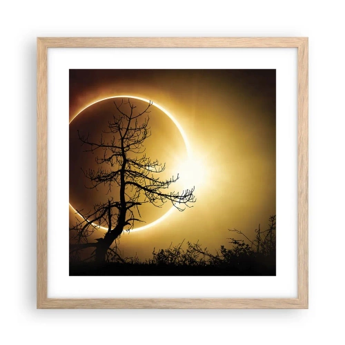 Een poster in een licht eiken lijst - Totale zonsverduistering - 40x40 cm