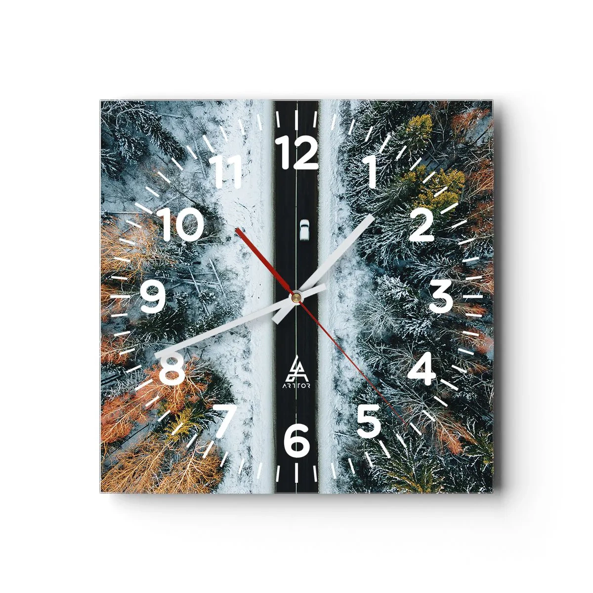 Wandklok - Klok - Snijd door het winterbos - 40x40 cm