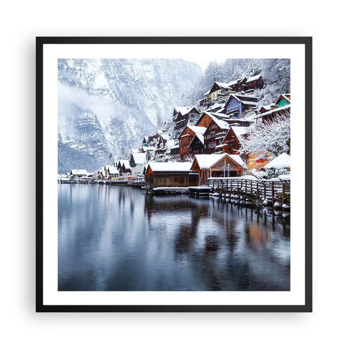 Poster in een zwarte lijst - In winterdecoratie - 60x60 cm