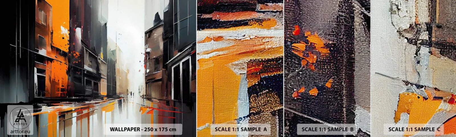 Fotobehang Monster Premium Canvas - Regenachtige dag - Architectuur, Moderne kunst, Stad - 100x30 cm