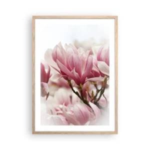 Een poster in een licht eiken lijst - Lente bloemen - 50x70 cm