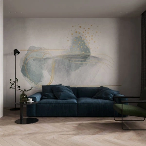 Zelfklevend Fotobehang Deluxe Sticker - Over de relatie tussen grijs en goud - Abstractie, Deel, Interessante vormen - 450x315 cm