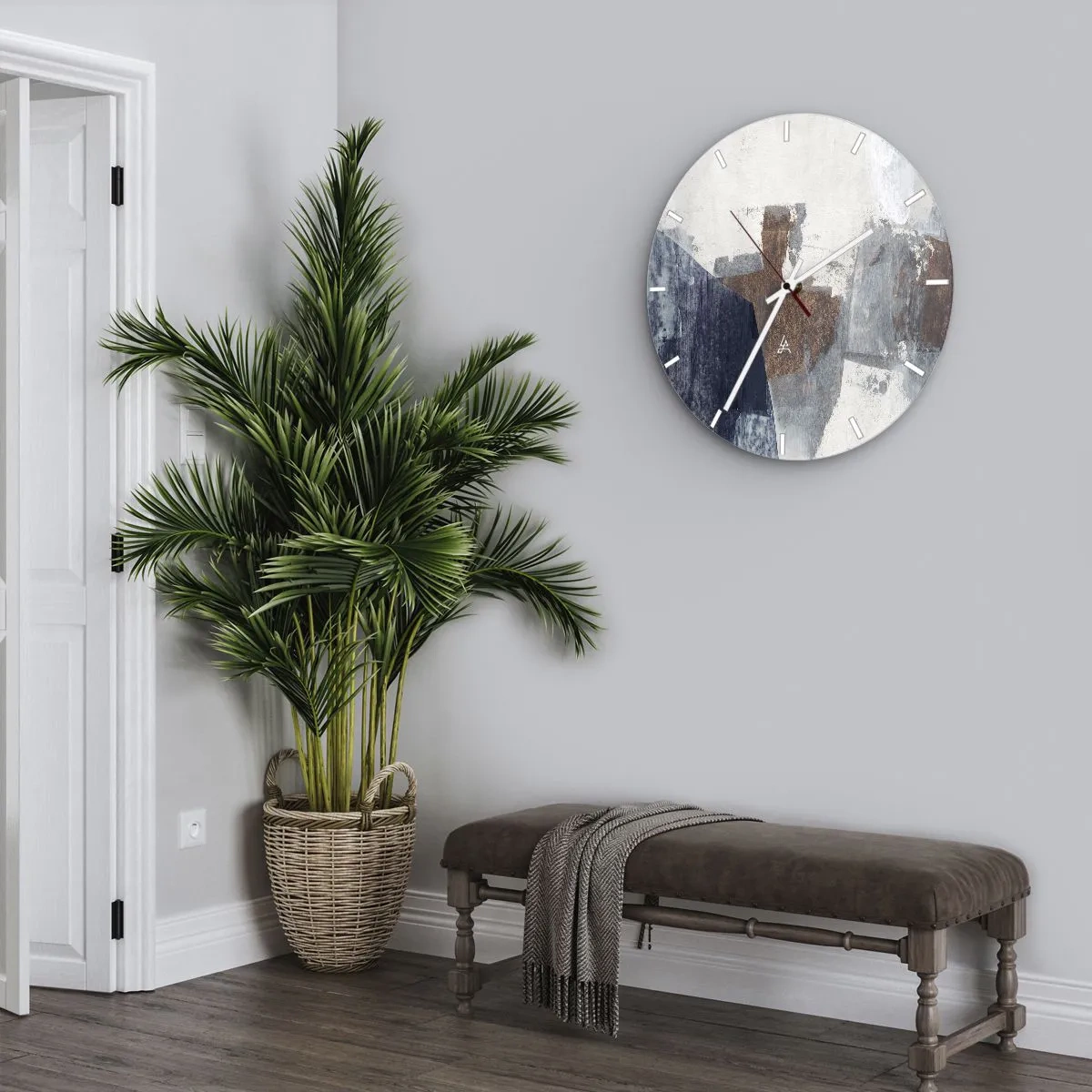 Wandklok - Klok - Blauwe en bruine vormen - 30x30 cm