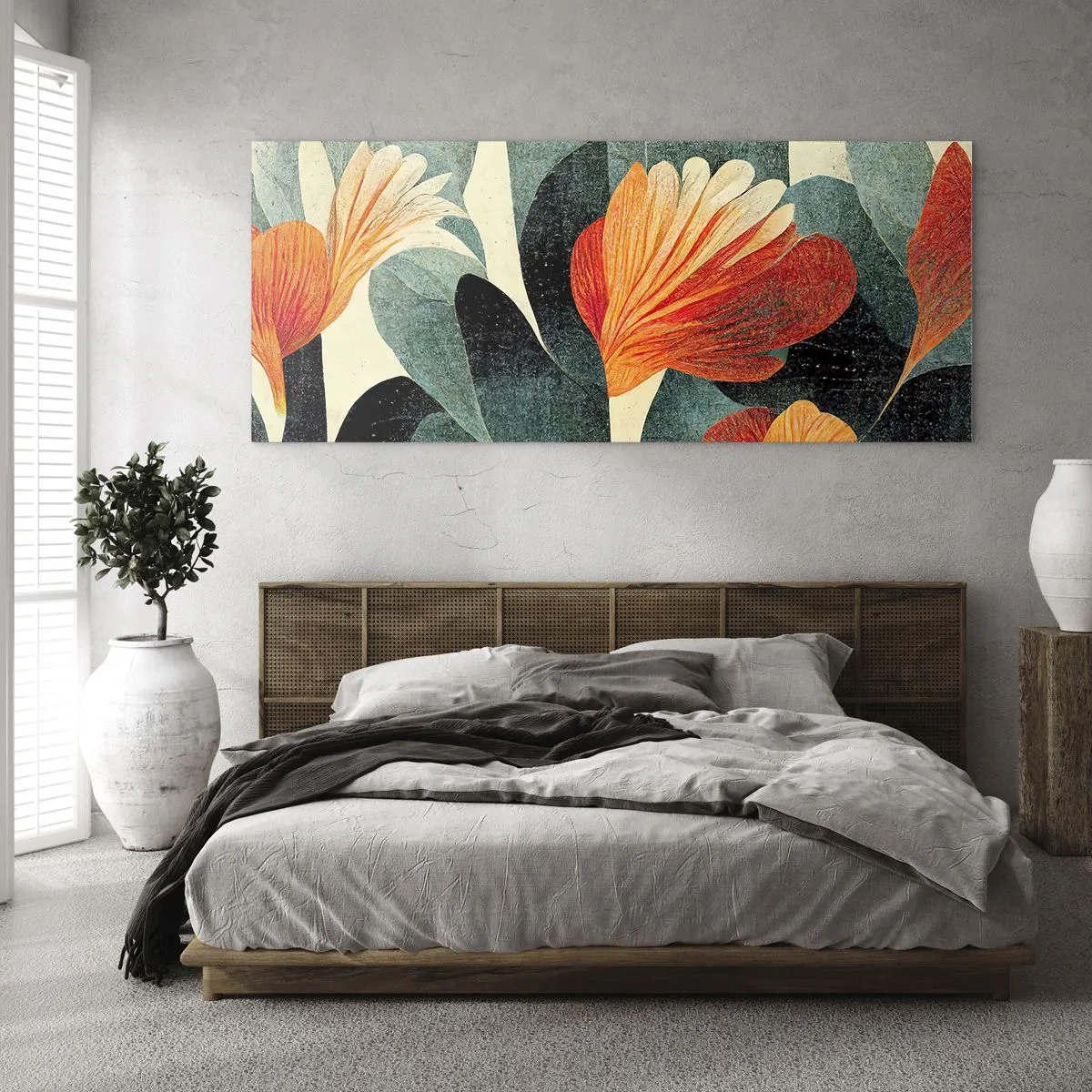 Schilderen op glas - De hitte van de tropen en de koelte van het groen - 120x50 cm