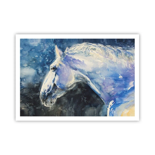 Poster - Portret in een blauwe gloed - 100x70 cm