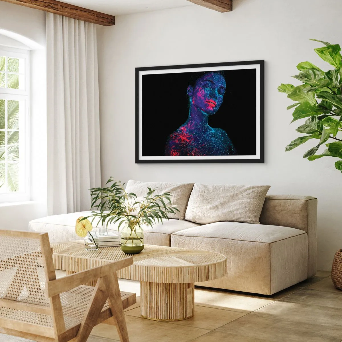 Poster in een zwarte lijst - in sterrenstof - 70x50 cm