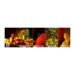 Fotobehang Staaltje Standard Eco - Stilleven met brood en fruit - Gastronomie, Bloemen, Fruit - 100x30 cm