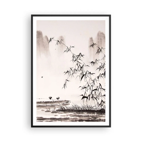 Poster in een zwarte lijst - De stilte van de rijstvelden - 70x100 cm