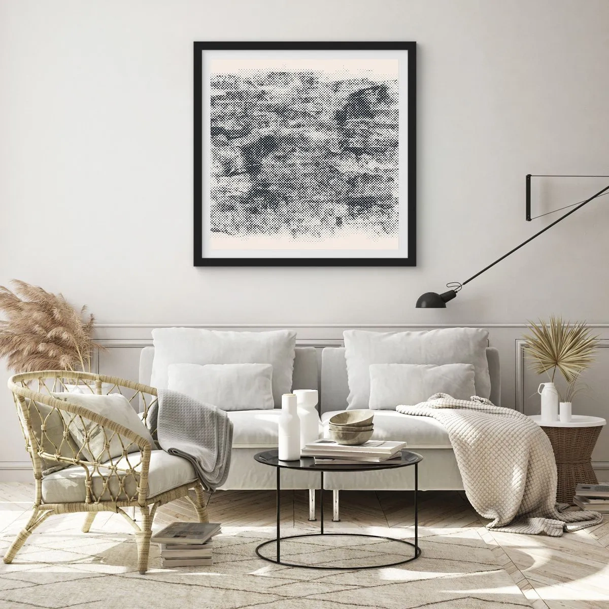 Poster in een zwarte lijst - Mistige compositie - 60x60 cm