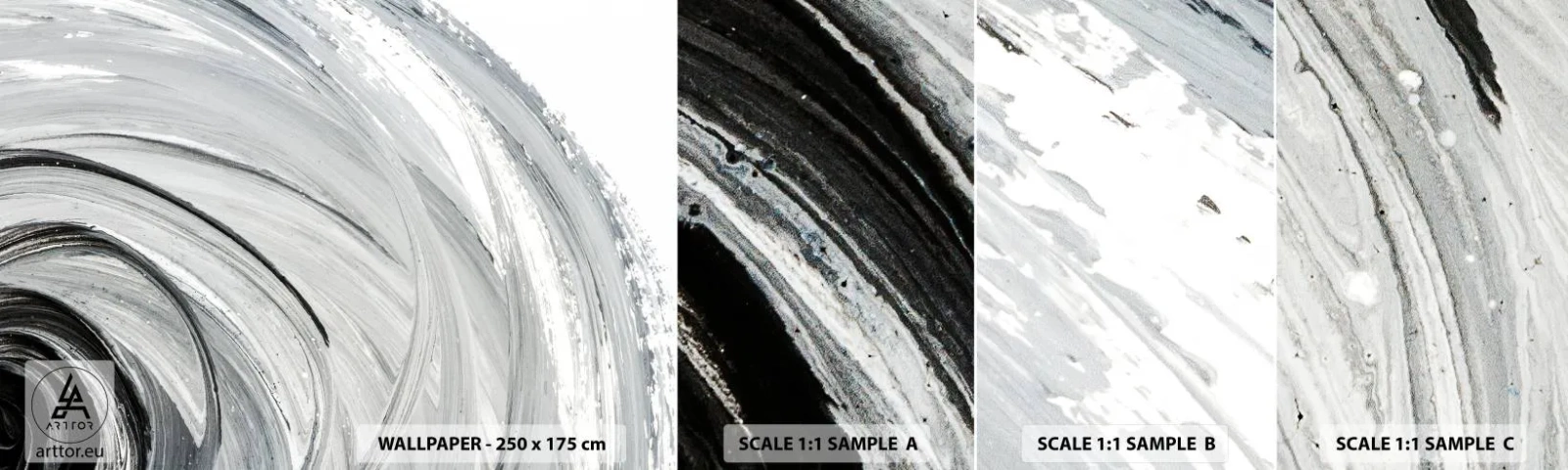 Fotobehang Staaltje Standard Eco - Orbitale samenstelling - Minimalistisch, Deel, Verf - 100x30 cm
