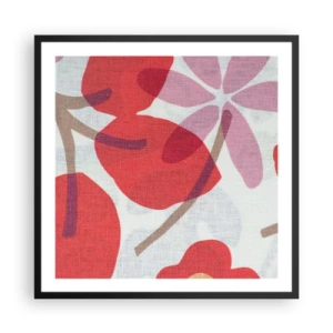 Poster in een zwarte lijst - Bloemstuk in roze - 60x60 cm