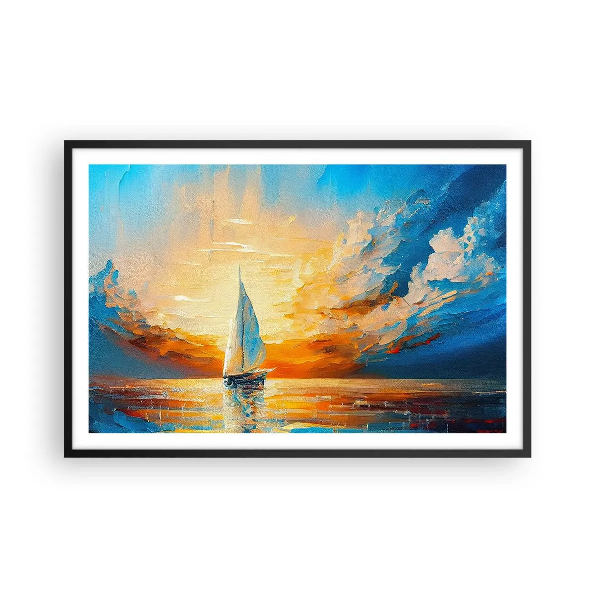 Poster in een zwarte lijst - Zeilen in goud - 91x61 cm