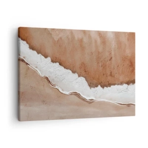 Schilderen op canvas - Zandtextuur met witte accenten - 70x50cm - In aardetinten - Moderne wanddecoratie voor woonkamer en slaapkamer ARTTOR