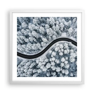 Poster in een witte lijst - Door het winterbos - 50x50 cm