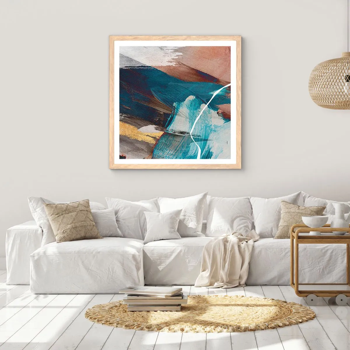 Een poster in een licht eiken lijst - Met panache en energie - 50x50 cm