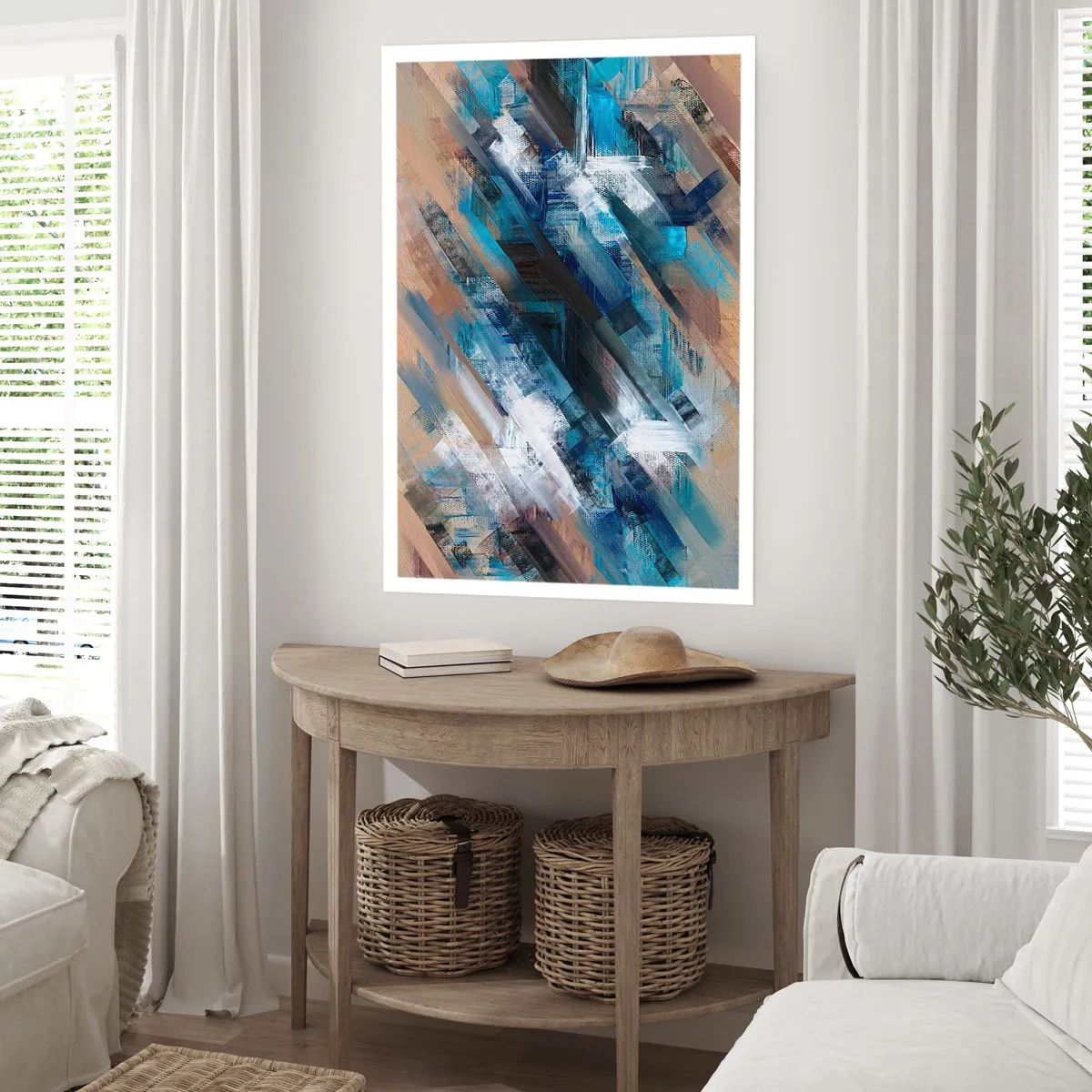 Poster - Op een blauwe diagonaal - 61x91 cm