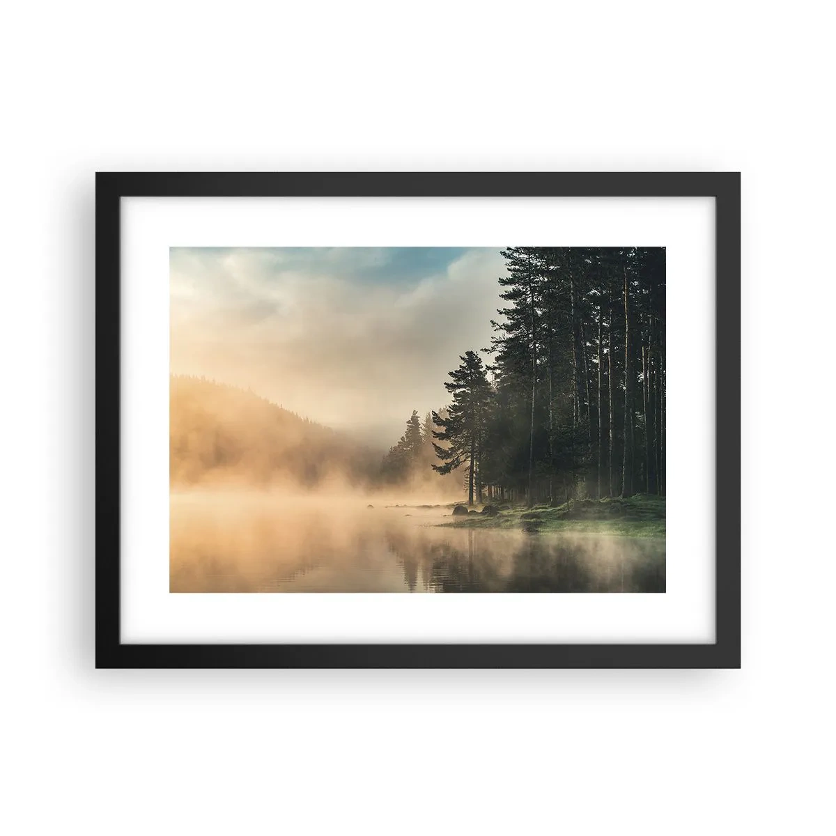 Poster in een zwarte lijst - De geboorte van de dag - 40x30 cm