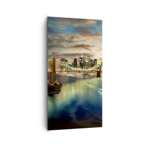 Schilderen op canvas - Een heldere avond boven Manchatan - 65x120 cm