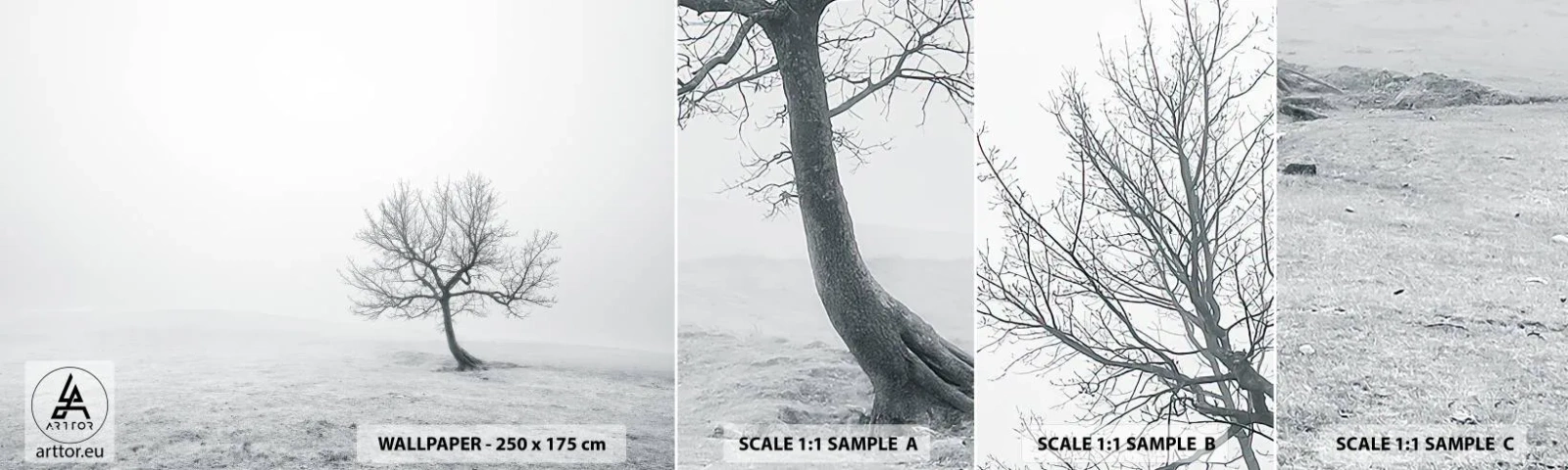 Fotobehang Monster Zelfklevend Deluxe Sticker - Tegen het niets - Landschap, Boom, Natuur - 100x30 cm