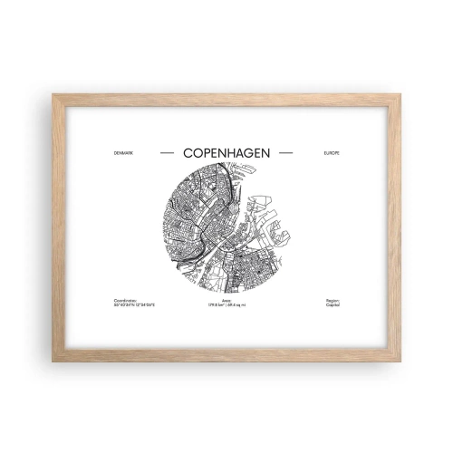 Een poster in een licht eiken lijst - Anatomie van Kopenhagen - 40x30 cm