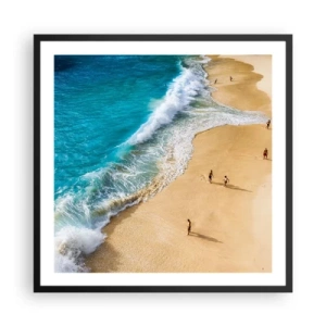 Poster in een zwarte lijst - En dan de zon, het strand… - 60x60 cm