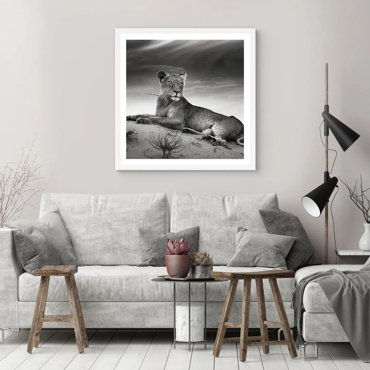Poster in een witte lijst - De koningin van de woestijn rust - 30x30 cm