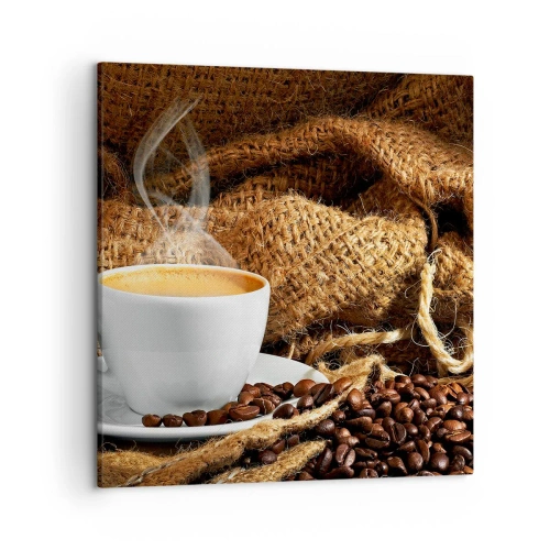 Schilderen op canvas - De geur van mokka en de dikte van de honingvloeistof - 50x50 cm