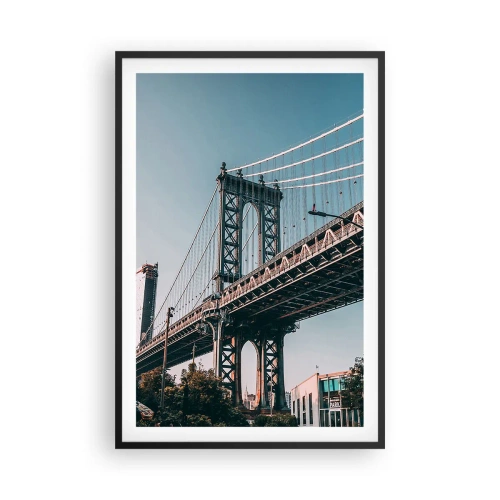 Poster in een zwarte lijst - Over de golven van de stad - 61x91 cm