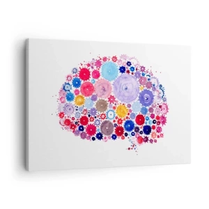 Schilderen op canvas - Kleurrijke abstracte hersenen met een bloemenmotief - 70x50cm - De meest perfecte machine van de natuur - Moderne wanddecoratie voor woonkamer en slaapkamer ARTTOR