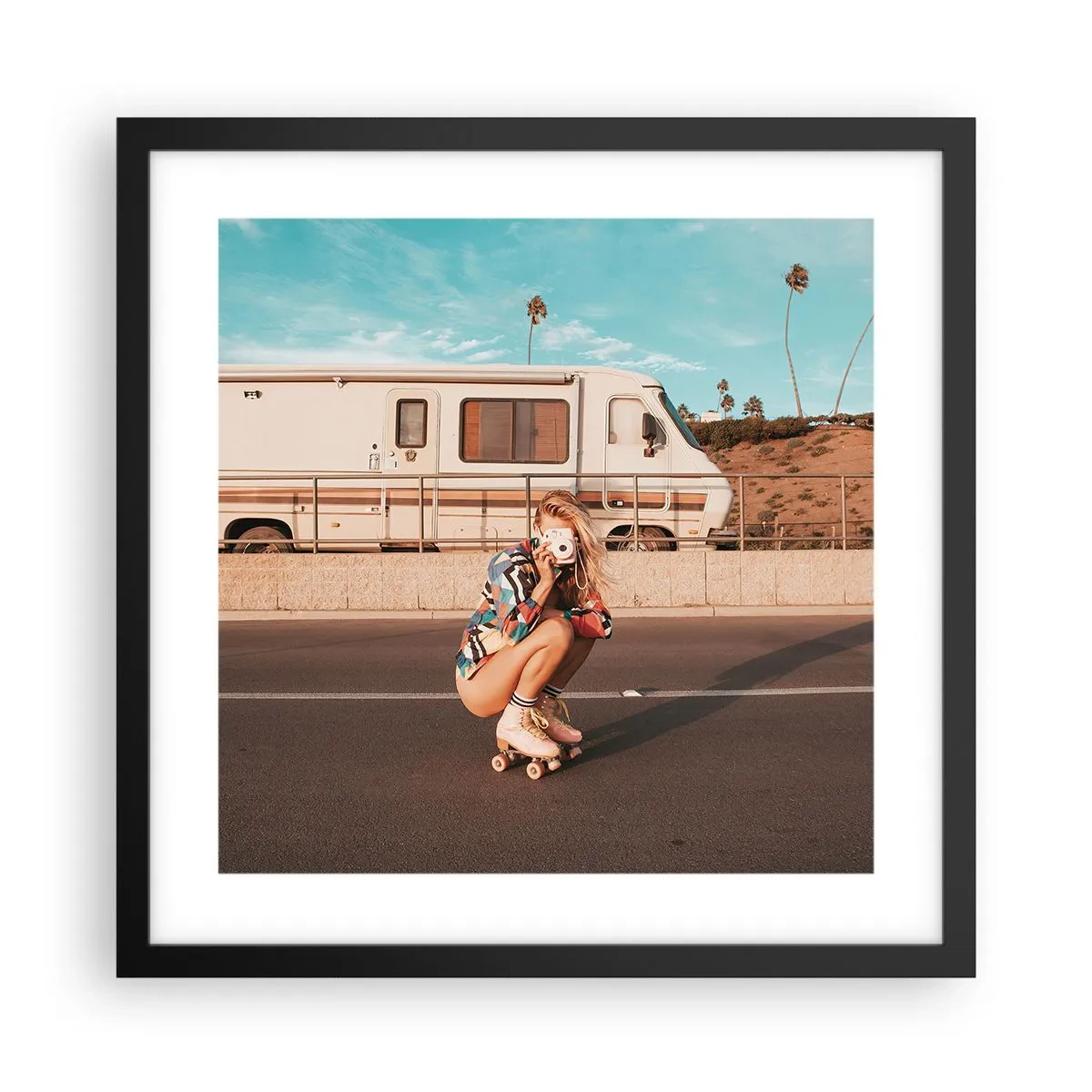 Poster in een zwarte lijst - Lach alsjeblieft! - 40x40 cm